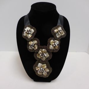 Boho Beaded Pearl Bib Statement Necklace